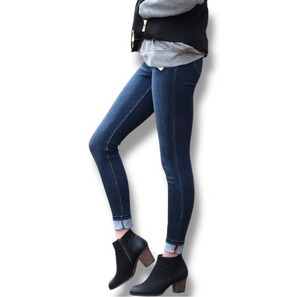 Luxe Denim Dark Indigo Wash Classic Skinny Straight Leg Stretch Women's Jeggings - Picture 4 of 16